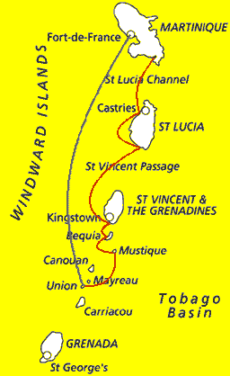 unsere Route durch die Windward Islands